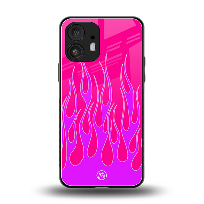 y2k hot pink flames back phone cover | glass case for nothing phone 2
