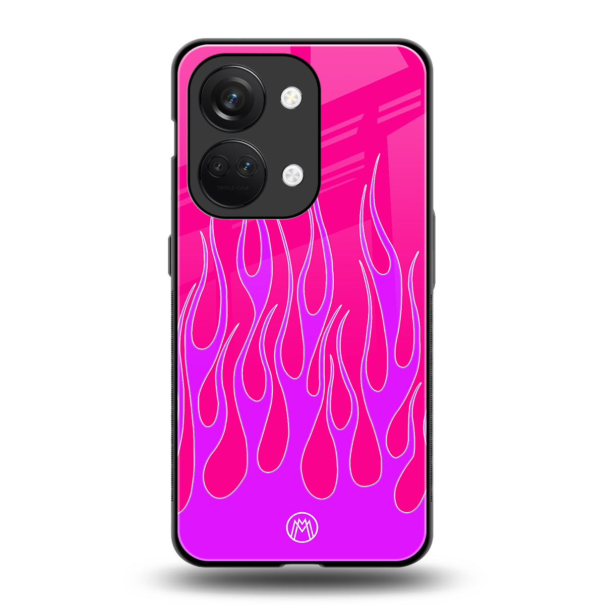 y2k hot pink flames back phone cover | glass case for oneplus nord 3