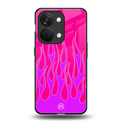 y2k hot pink flames back phone cover | glass case for oneplus nord 3
