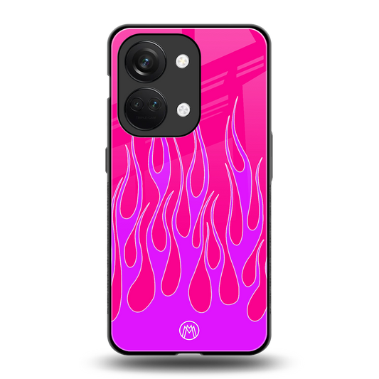 y2k hot pink flames back phone cover | glass case for oneplus nord 3