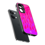 y2k hot pink flames back phone cover | glass case for oneplus nord 3