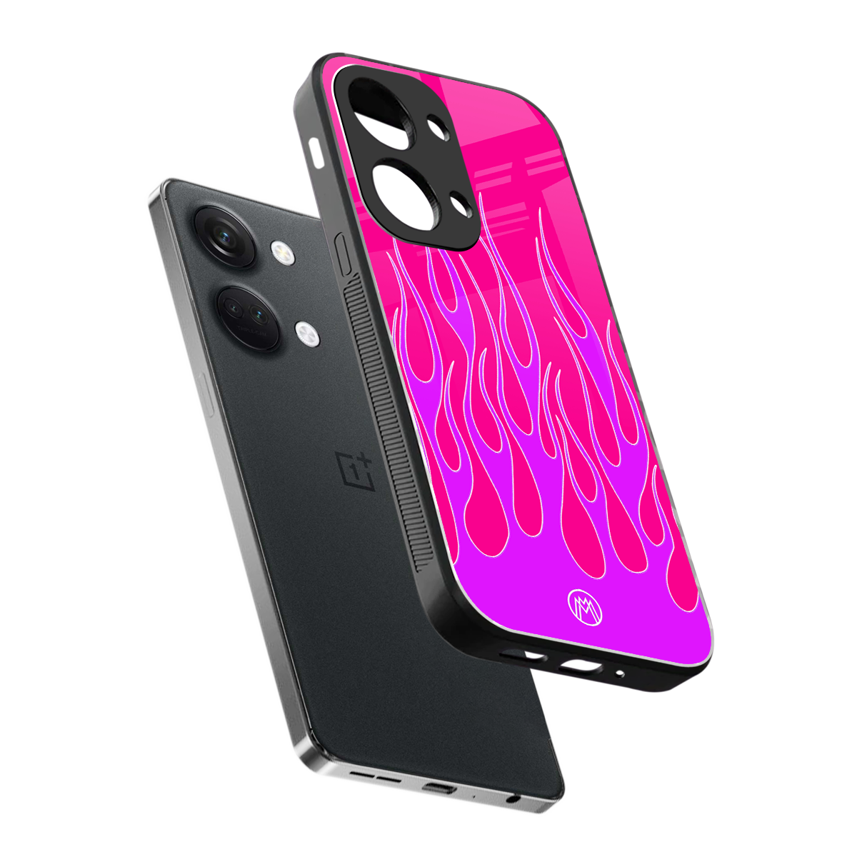 y2k hot pink flames back phone cover | glass case for oneplus nord 3