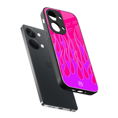 y2k hot pink flames back phone cover | glass case for oneplus nord 3