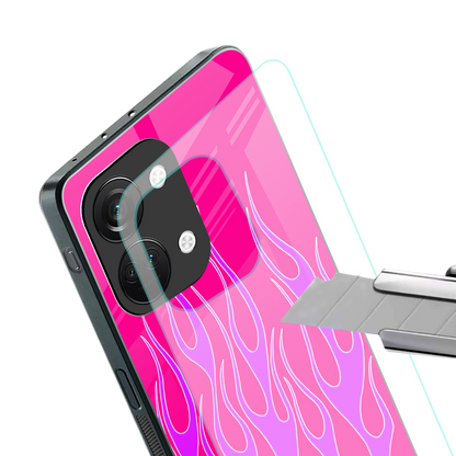 y2k hot pink flames back phone cover | glass case for oneplus nord 3