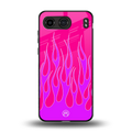 y2k hot pink flames back phone cover | glass case for oneplus nord 4