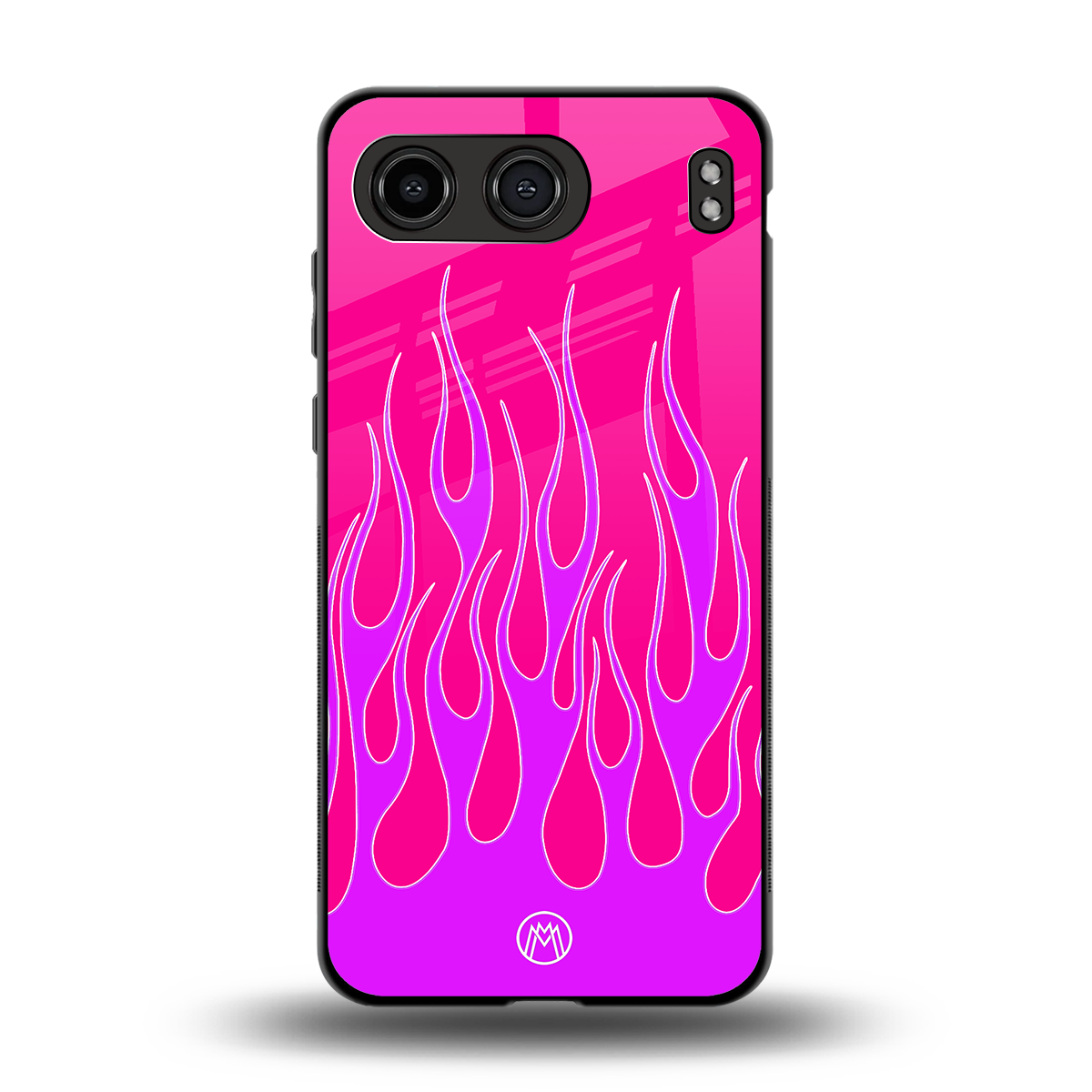 y2k hot pink flames back phone cover | glass case for oneplus nord 4