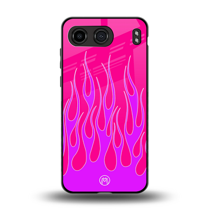 y2k hot pink flames back phone cover | glass case for oneplus nord 4