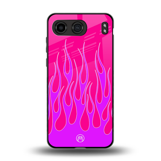 y2k hot pink flames back phone cover | glass case for oneplus nord 4