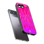 y2k hot pink flames back phone cover | glass case for oneplus nord 4