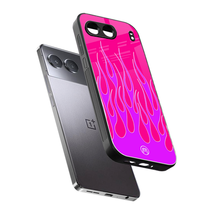 y2k hot pink flames back phone cover | glass case for oneplus nord 4