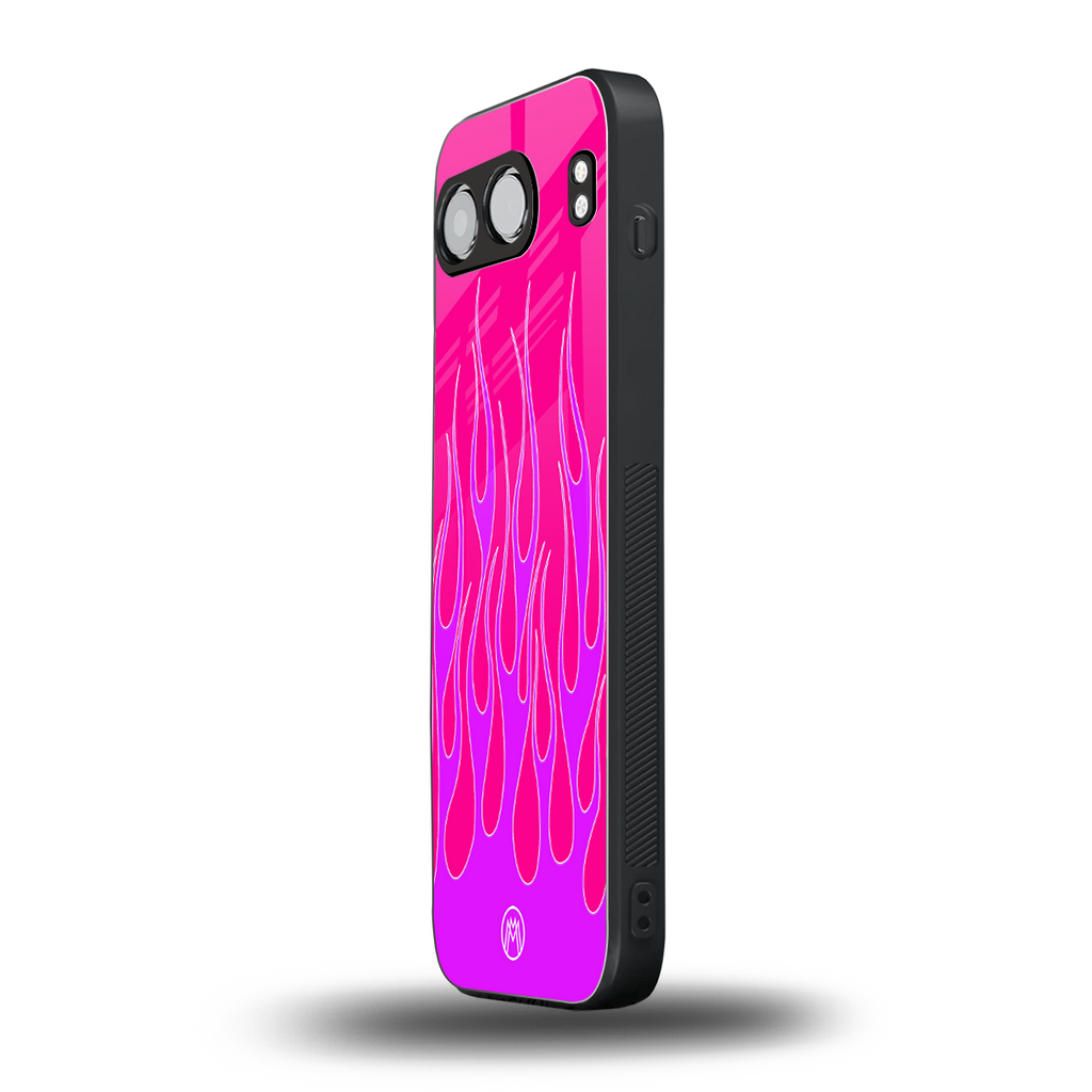 y2k hot pink flames back phone cover | glass case for oneplus nord 4