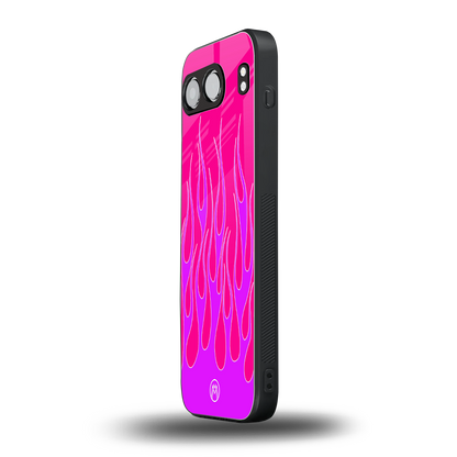 y2k hot pink flames back phone cover | glass case for oneplus nord 4