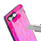 y2k hot pink flames back phone cover | glass case for oneplus nord 4