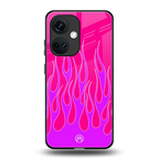 y2k hot pink flames back phone cover | glass case for oneplus nord ce 3