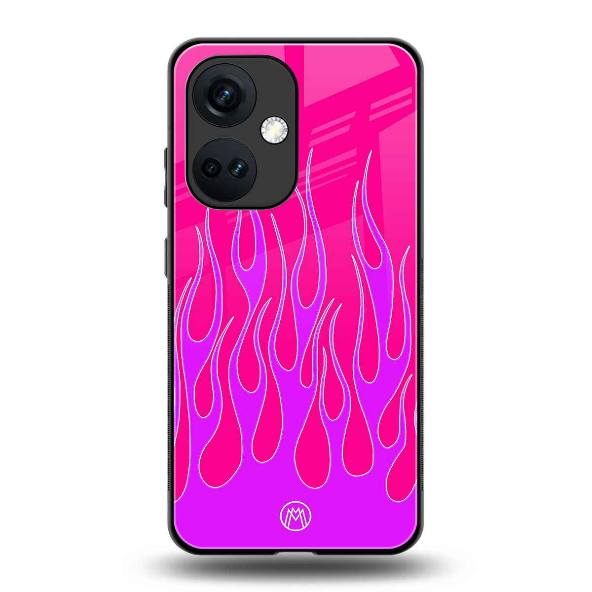 y2k hot pink flames back phone cover | glass case for oneplus nord ce 3