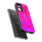 y2k hot pink flames back phone cover | glass case for oneplus nord ce 3