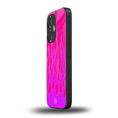 y2k hot pink flames back phone cover | glass case for oneplus nord ce 3