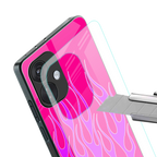 y2k hot pink flames back phone cover | glass case for oneplus nord ce 3