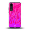 y2k hot pink flames back phone cover | glass case for oneplus nord ce 4 lite