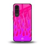 y2k hot pink flames back phone cover | glass case for oneplus nord ce 4 lite
