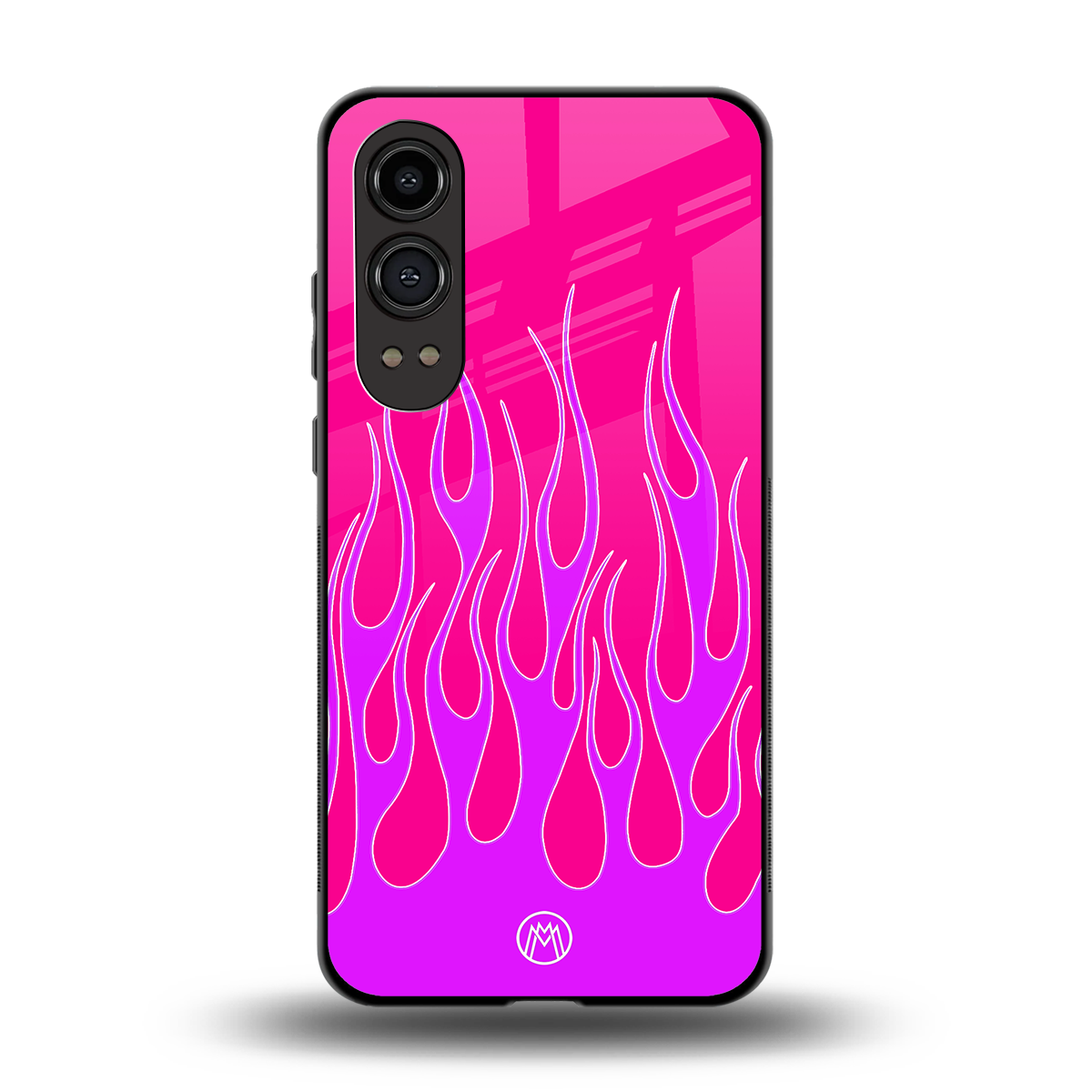 y2k hot pink flames back phone cover | glass case for oneplus nord ce 4 lite