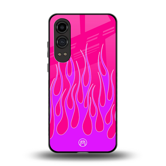 y2k hot pink flames back phone cover | glass case for oneplus nord ce 4 lite
