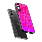 y2k hot pink flames back phone cover | glass case for oneplus nord ce 4 lite