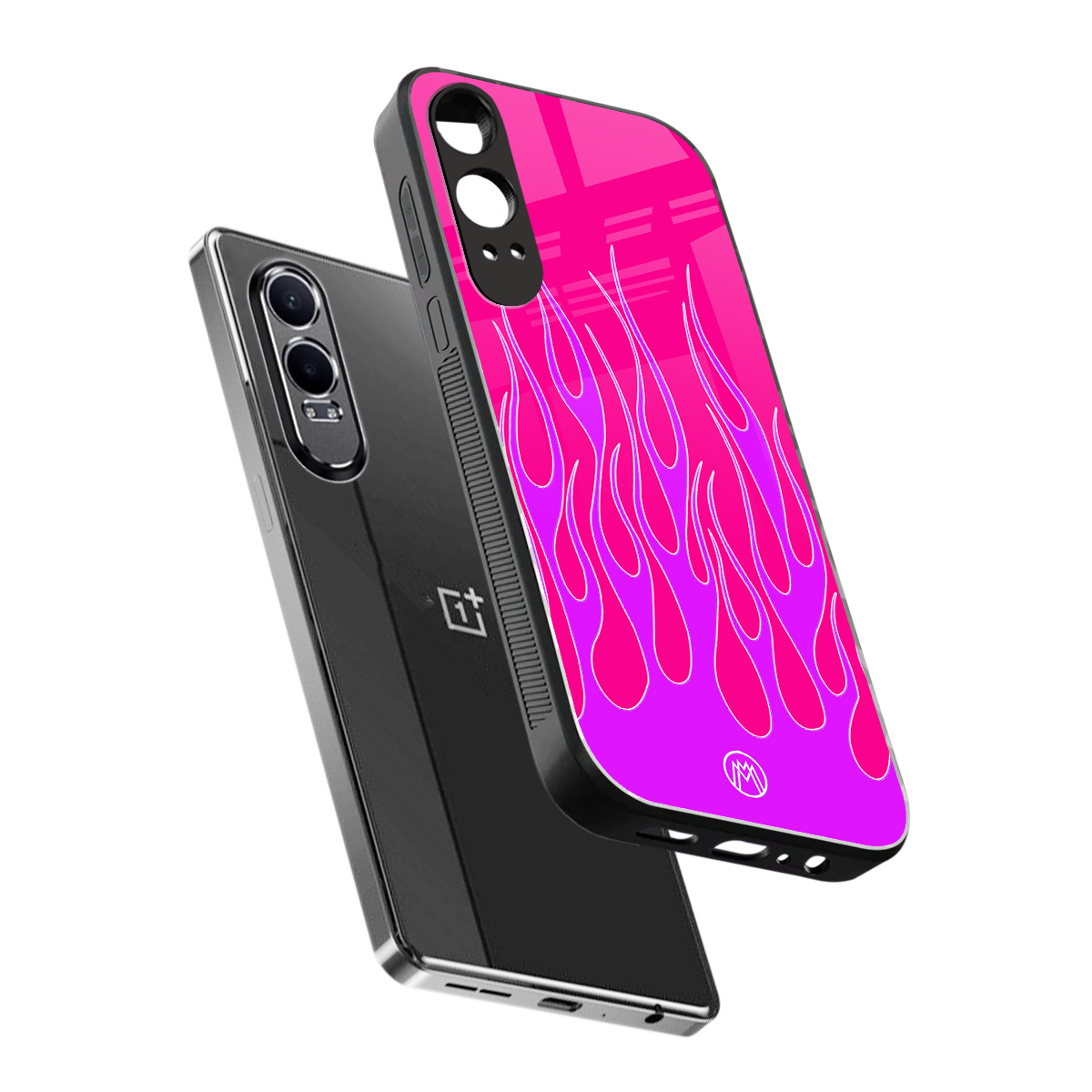 y2k hot pink flames back phone cover | glass case for oneplus nord ce 4 lite