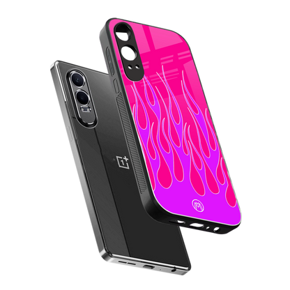y2k hot pink flames back phone cover | glass case for oneplus nord ce 4 lite