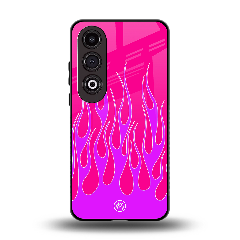 y2k hot pink flames back phone cover | glass case for oneplus nord ce 4