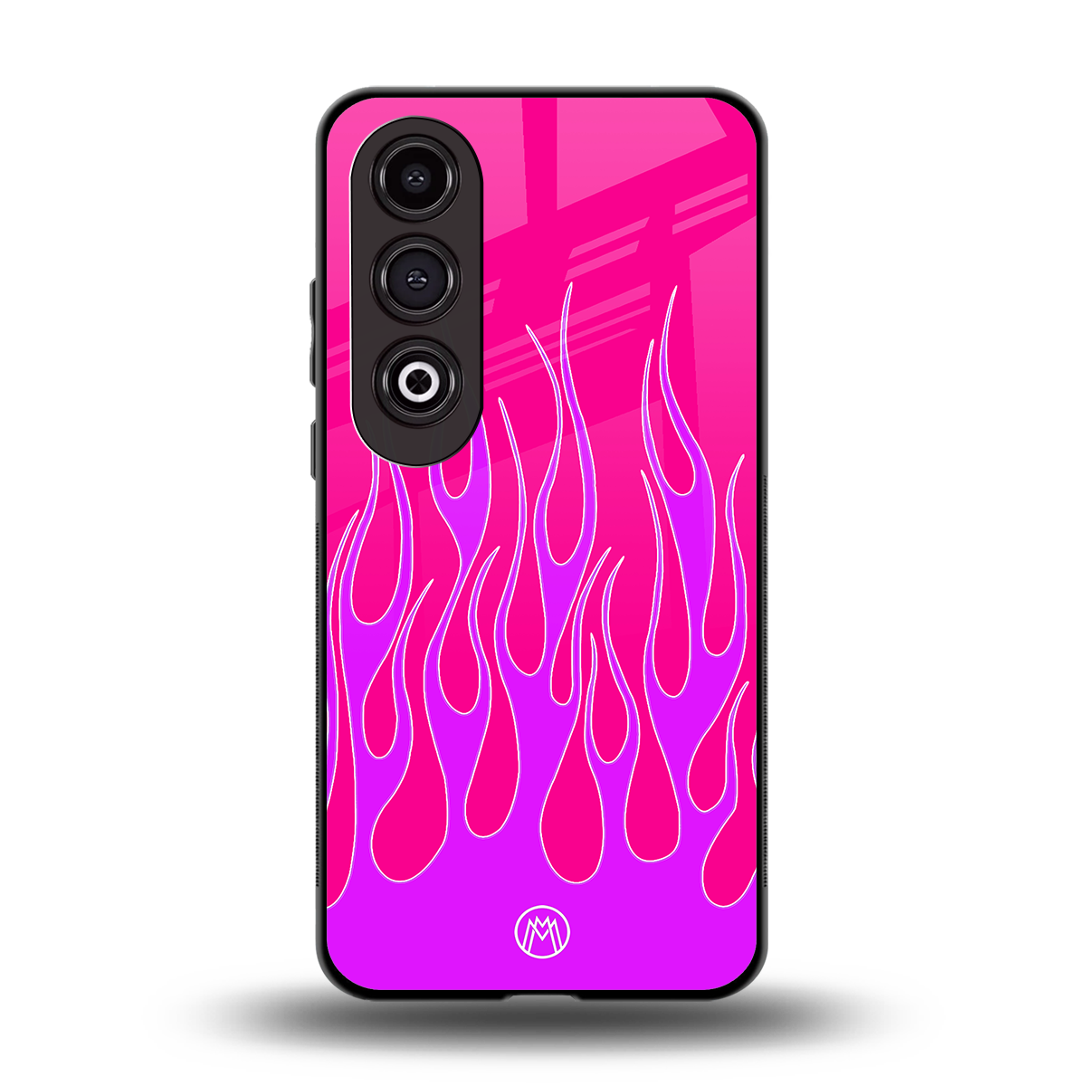 y2k hot pink flames back phone cover | glass case for oneplus nord ce 4