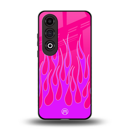 y2k hot pink flames back phone cover | glass case for oneplus nord ce 4