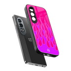 y2k hot pink flames back phone cover | glass case for oneplus nord ce 4