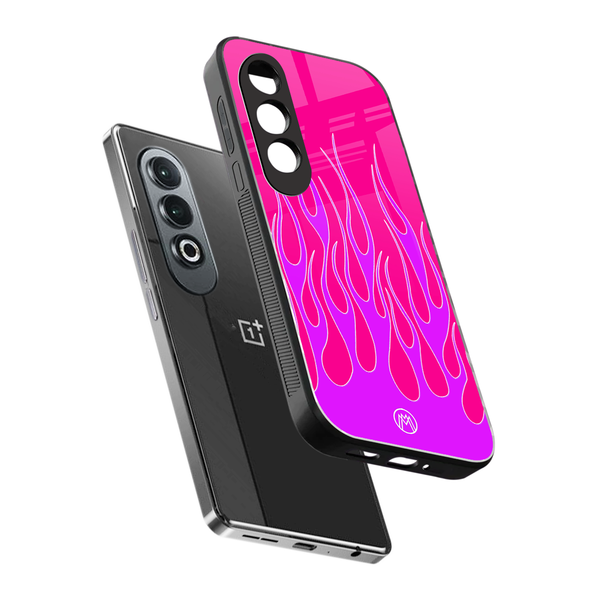 y2k hot pink flames back phone cover | glass case for oneplus nord ce 4