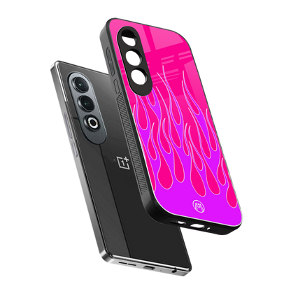 y2k hot pink flames back phone cover | glass case for oneplus nord ce 4