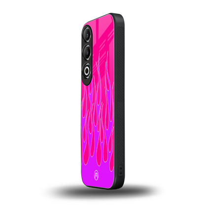y2k hot pink flames back phone cover | glass case for oneplus nord ce 4