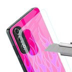 y2k hot pink flames back phone cover | glass case for oneplus nord ce 4