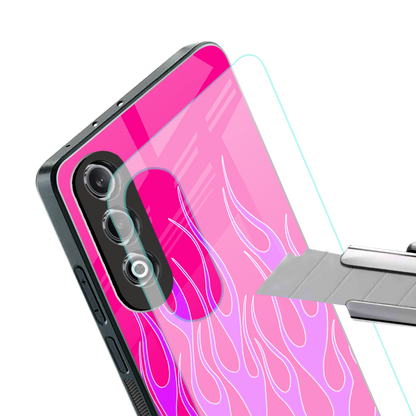 y2k hot pink flames back phone cover | glass case for oneplus nord ce 4