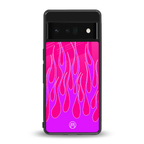 y2k hot pink flames back phone cover | glass case for google pixel 6 pro