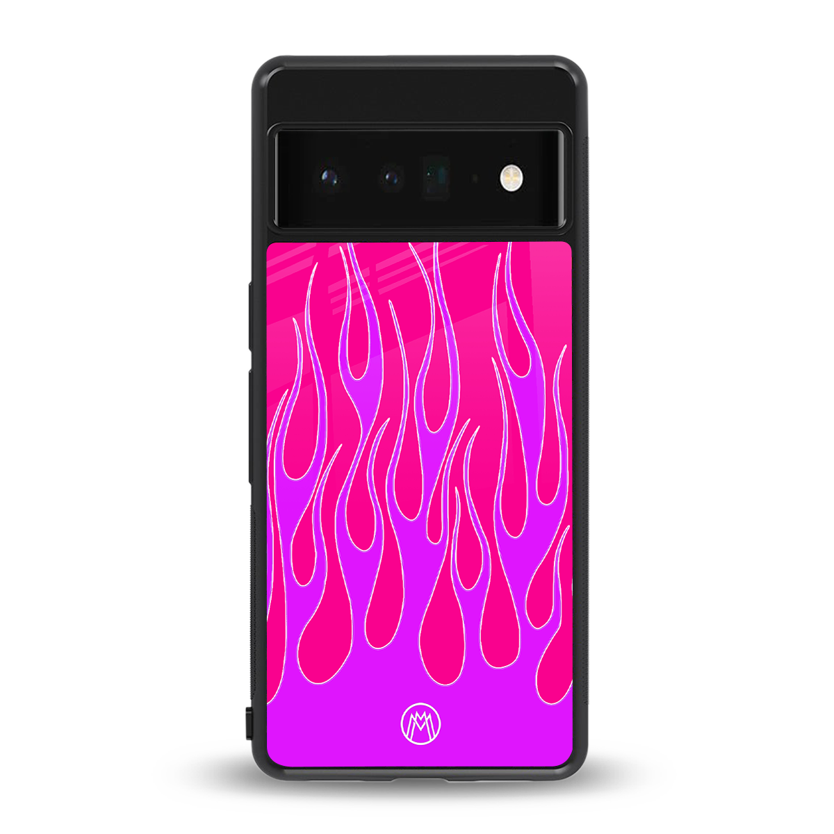 y2k hot pink flames back phone cover | glass case for google pixel 6 pro