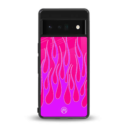 y2k hot pink flames back phone cover | glass case for google pixel 6 pro
