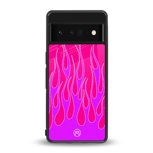 y2k hot pink flames back phone cover | glass case for google pixel 6 pro