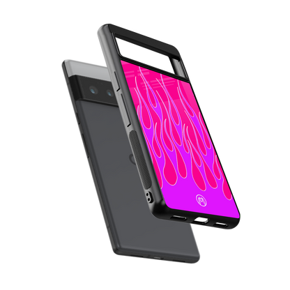 y2k hot pink flames back phone cover | glass case for google pixel 6 pro