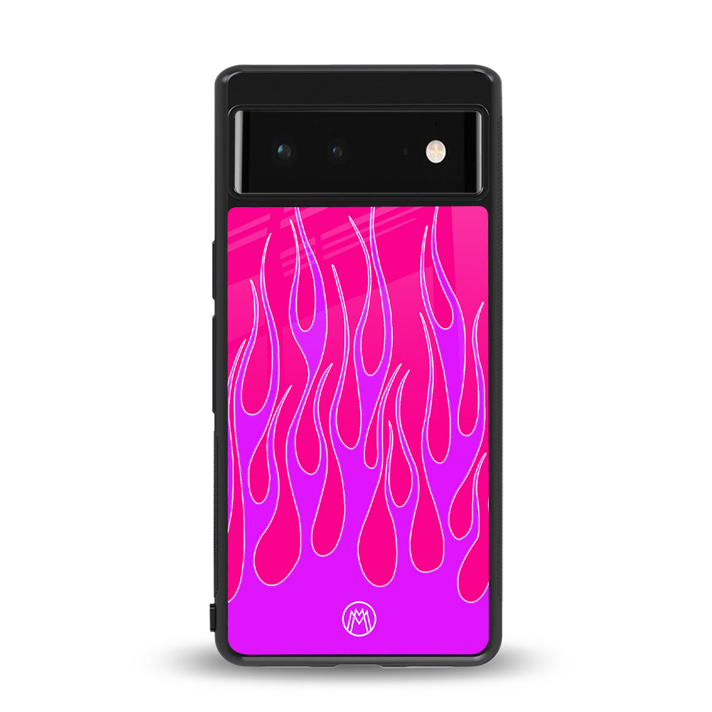 y2k hot pink flames back phone cover | glass case for google pixel 6