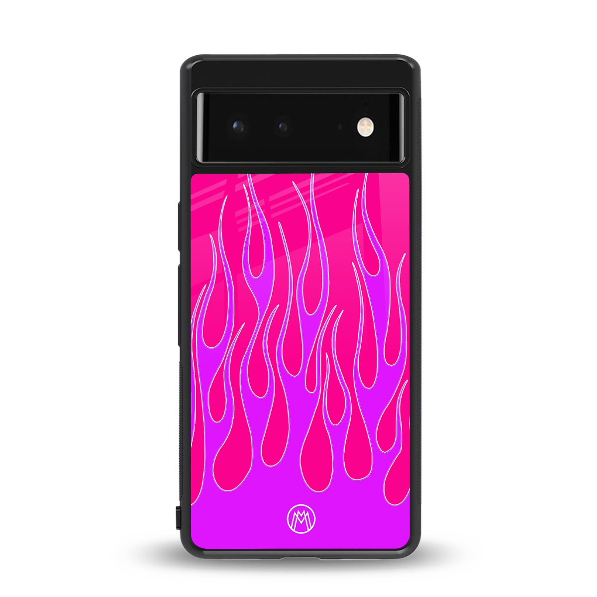 y2k hot pink flames back phone cover | glass case for google pixel 6