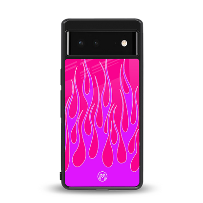 y2k hot pink flames back phone cover | glass case for Google Pixel 6A