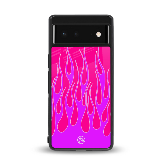 y2k hot pink flames back phone cover | glass case for Google Pixel 6A