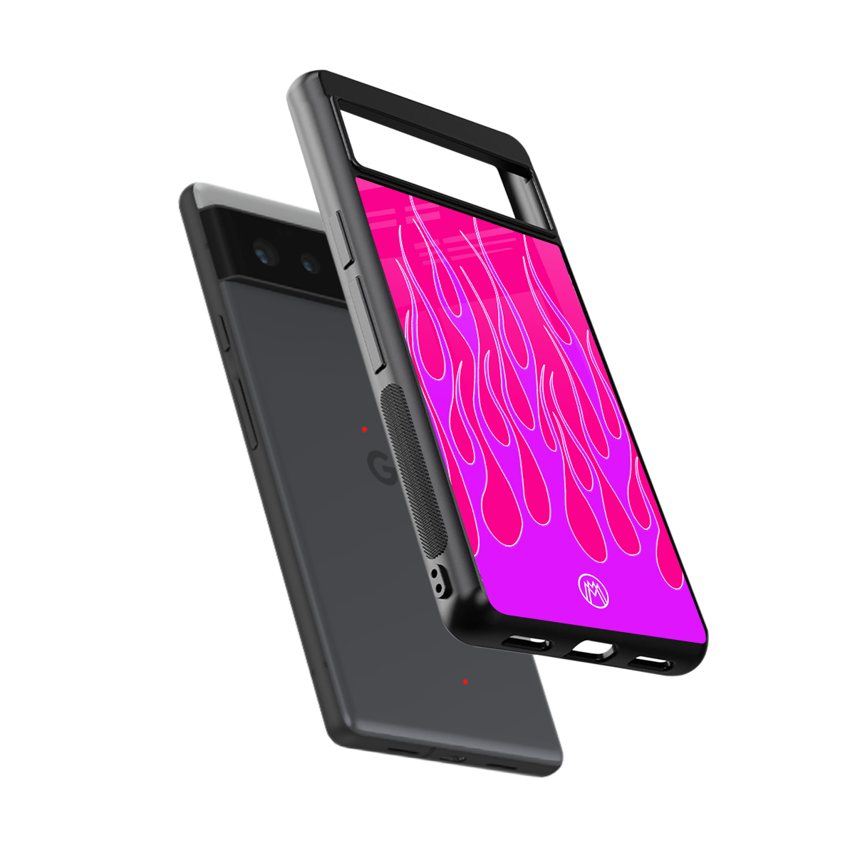 y2k hot pink flames back phone cover | glass case for google pixel 6