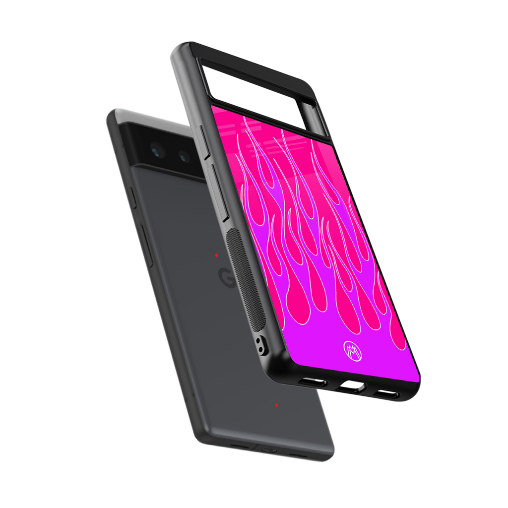 y2k hot pink flames back phone cover | glass case for Google Pixel 6A