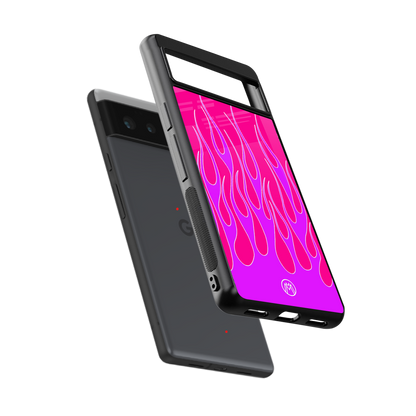 y2k hot pink flames back phone cover | glass case for Google Pixel 6A